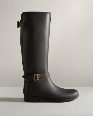 Botas De Lluvia Ajustables Hunter Refined Slim Fit Adjustable Tall Rain Mujer Negras Chocolate Uruguay | H0X-2386