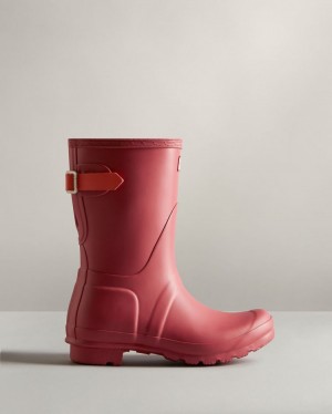 Botas De Lluvia Ajustables Hunter Short Back Adjustable Rain Mujer Rosas Naranjas Uruguay | A2I-0236