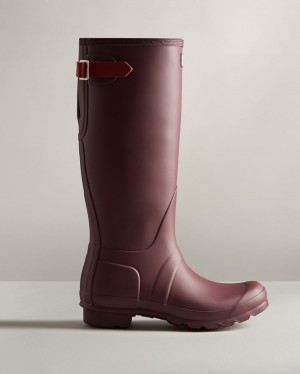 Botas De Lluvia Ajustables Hunter Tall Back Adjustable Rain Mujer Marrones Burdeos Uruguay | K6C-0603