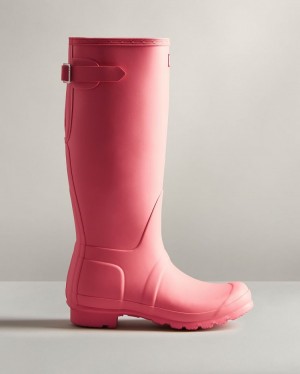 Botas De Lluvia Ajustables Hunter Tall Back Adjustable Rain Mujer Rosas Uruguay | O4Z-4521