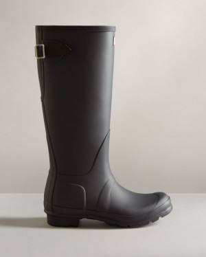 Botas De Lluvia Ajustables Hunter Tall Back Adjustable Two-Tone Rain Mujer Negras Negras Uruguay | C2C-6732