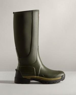 Botas de Agua Altas Hunter Balmoral Field Hybrid Tall Rain Hombre Verde Oliva Oscuro Uruguay | O1Z-6142