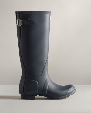 Botas de Agua Altas Hunter Tall Back Adjustable Rain Mujer Azul Marino Uruguay | P0N-8230