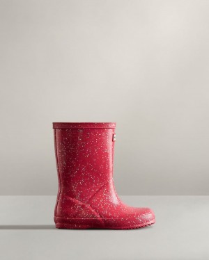 Botas de Agua Bajas Hunter First Classic Giant Glitter Rain Niños Rosas Uruguay | A6L-7005