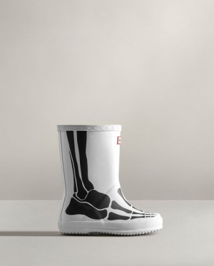 Botas de Agua Bajas Hunter First Classic Skeleton Rain Niños Blancas Uruguay | X5Q-5589