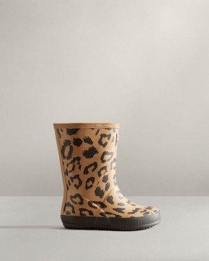 Botas de Agua Bajas Hunter First Hybrid Leopard Print Rain Niños Marrones Uruguay | P3I-2451