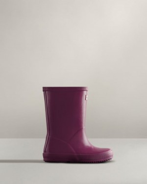 Botas de Agua Bajas Hunter Original First Classic Gloss Rain Niños Moradas Uruguay | F7F-6816