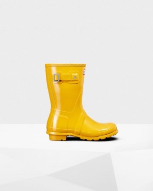 Botas de Agua Bajas Hunter Original Short Gloss Rain Mujer Amarillo Uruguay | T3O-4459