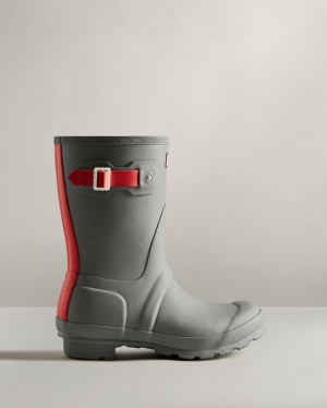 Botas de Agua Bajas Hunter Short Insulated Rain Mujer Gris Rojas Uruguay | M1T-1184