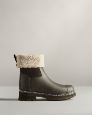 Botas de Invierno Hunter Refined Stitch Roll Top Sherpa Mujer Verde Oliva Uruguay | L3U-8902