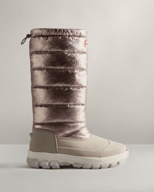 Botas de Nieve Hunter Insulated Metallic Tall Snow Mujer Plateadas Oscuro Gris Uruguay | N1M-7774