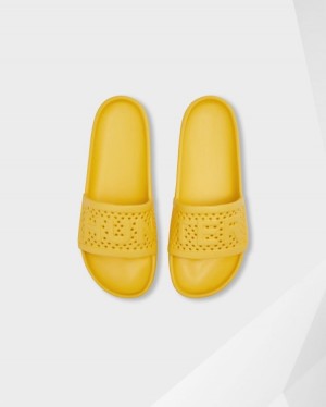 Chanclas Hunter Lightweight Moulded Sliders Mujer Amarillo Uruguay | A4U-5552