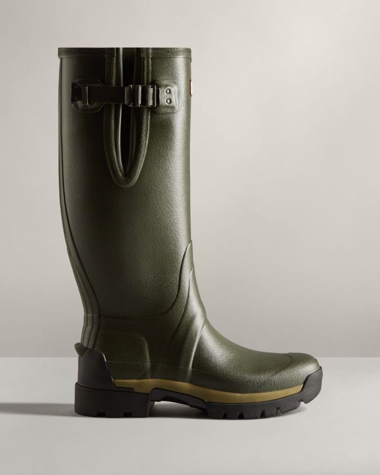 Botas De Lluvia Ajustables Hunter Balmoral Adjustable 3mm Neoprene Rain Hombre Verde Oliva Oscuro Uruguay | R2E-8884