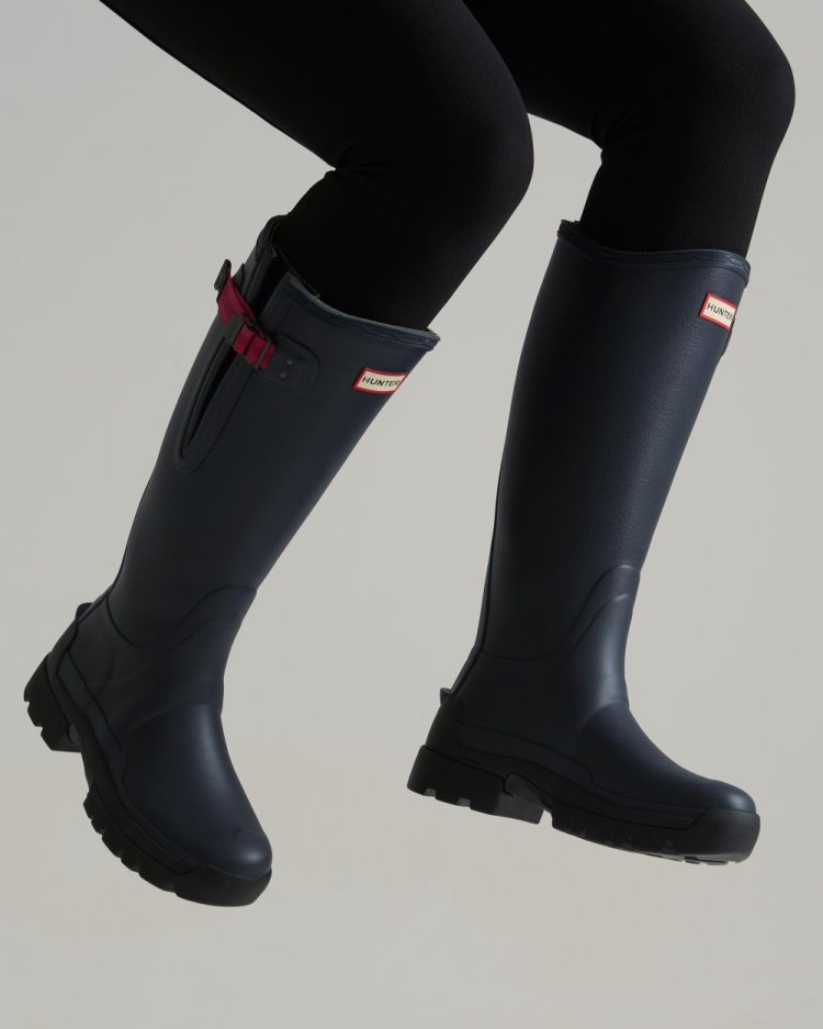 Botas De Lluvia Ajustables Hunter Balmoral Adjustable 3mm Neoprene Rain Mujer Azul Marino Rojas Uruguay | F9Z-2074