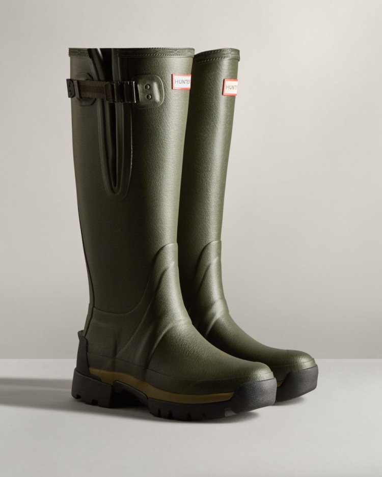 Botas De Lluvia Ajustables Hunter Balmoral Adjustable 3mm Neoprene Rain Mujer Verde Oliva Oscuro Uruguay | X3L-2770