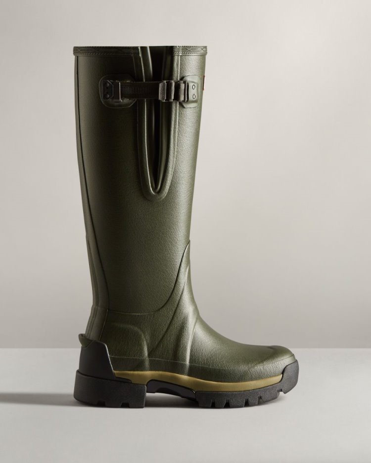 Botas De Lluvia Ajustables Hunter Balmoral Adjustable 3mm Neoprene Rain Mujer Verde Oliva Oscuro Uruguay | X3L-2770