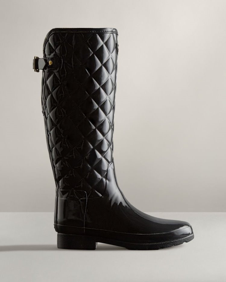 Botas De Lluvia Ajustables Hunter Refined Slim Fit Adjustable Quilted Tall Rain Mujer Negras Uruguay | T2Q-4152