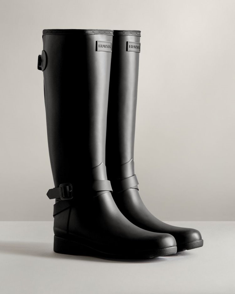 Botas De Lluvia Ajustables Hunter Refined Slim Fit Adjustable Tall Rain Mujer Negras Uruguay | Q5V-2965