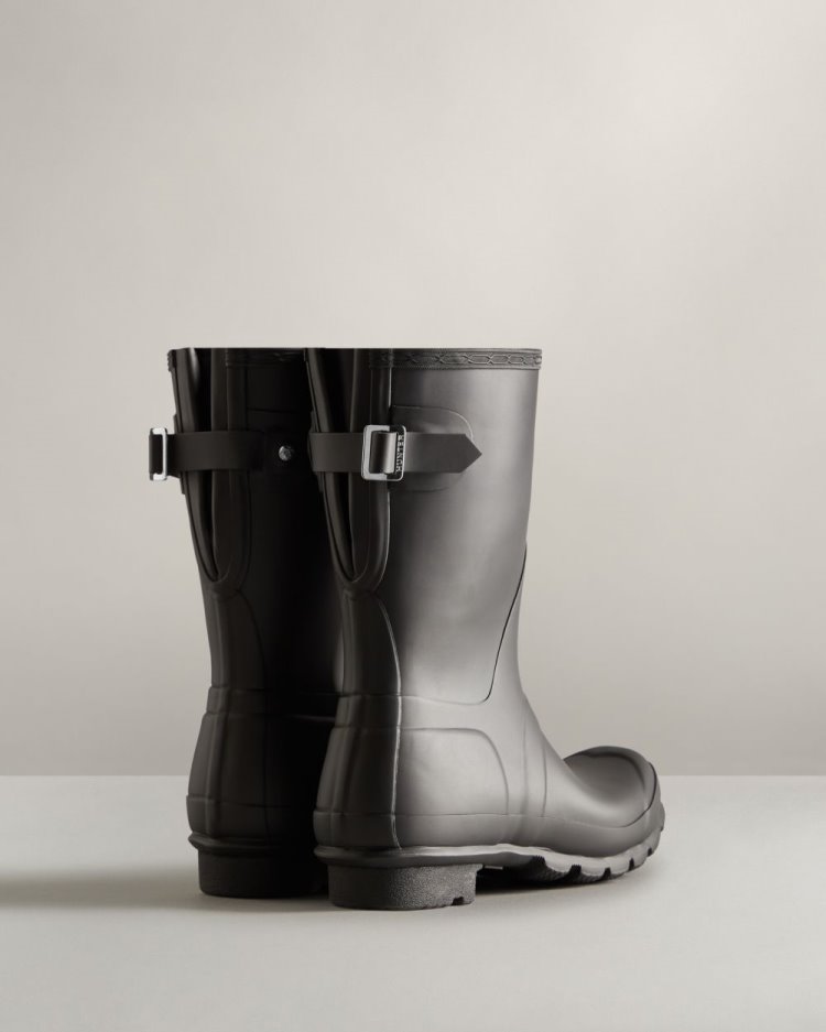 Botas De Lluvia Ajustables Hunter Short Back Adjustable Rain Mujer Negras Uruguay | N0F-3846