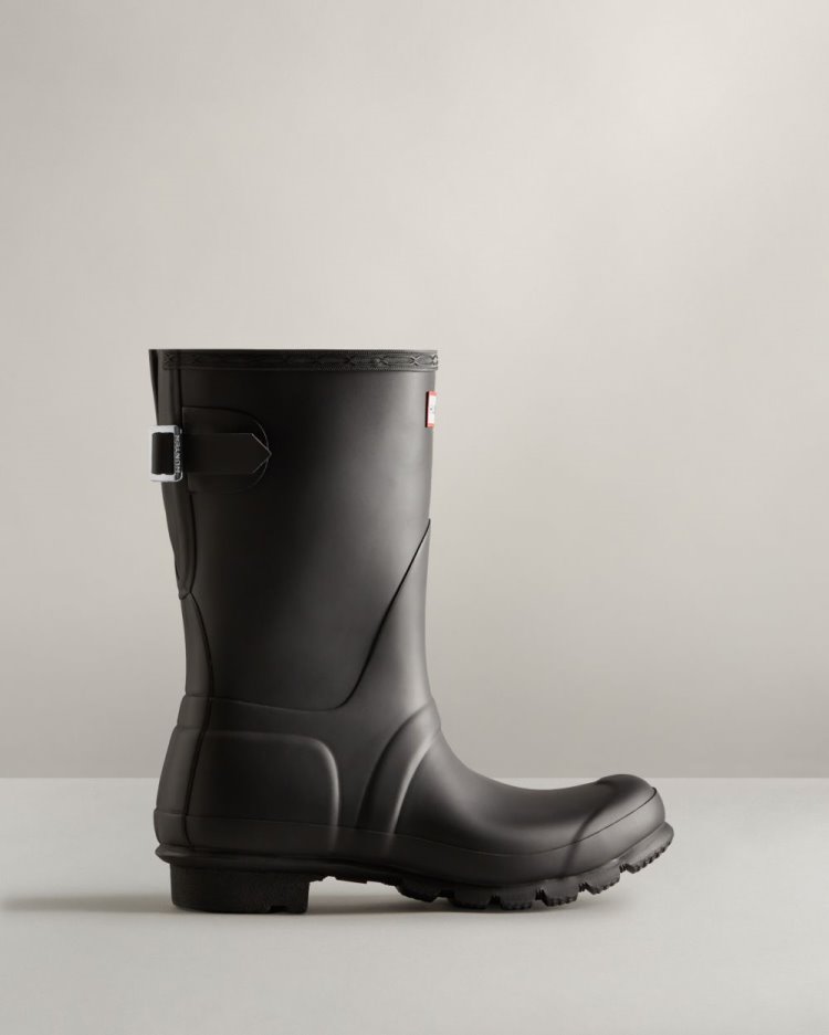 Botas De Lluvia Ajustables Hunter Short Back Adjustable Rain Mujer Negras Uruguay | N0F-3846