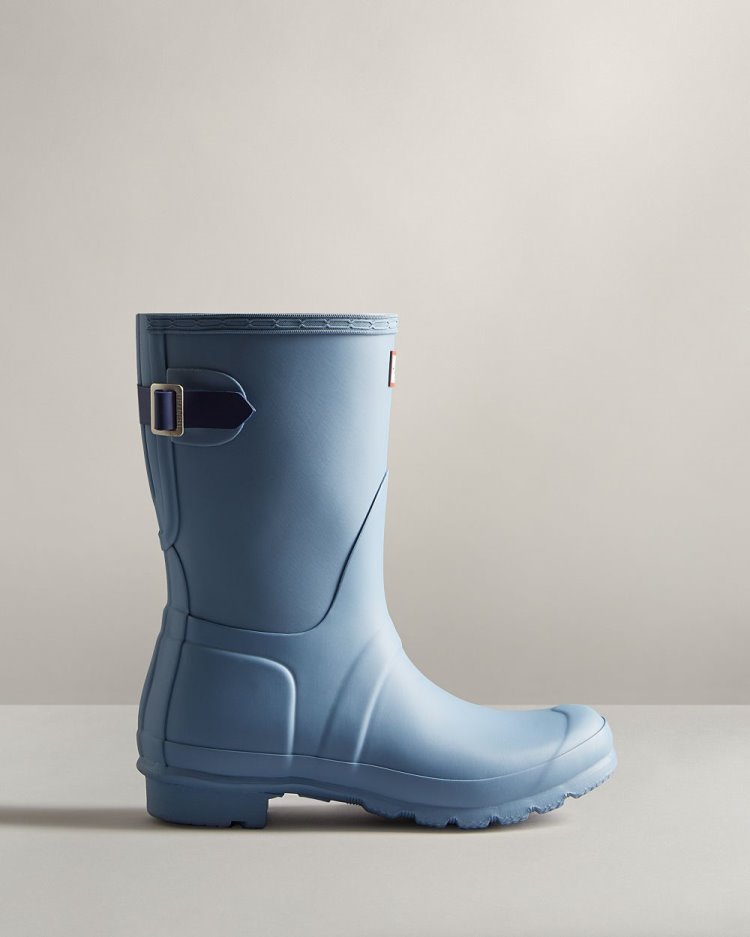 Botas De Lluvia Ajustables Hunter Short Back Adjustable Rain Mujer Azules Azules Uruguay | S4L-6416