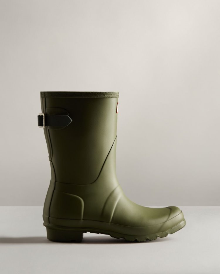 Botas De Lluvia Ajustables Hunter Short Back Adjustable Rain Mujer Verde Oliva Verde Uruguay | J1Z-9963