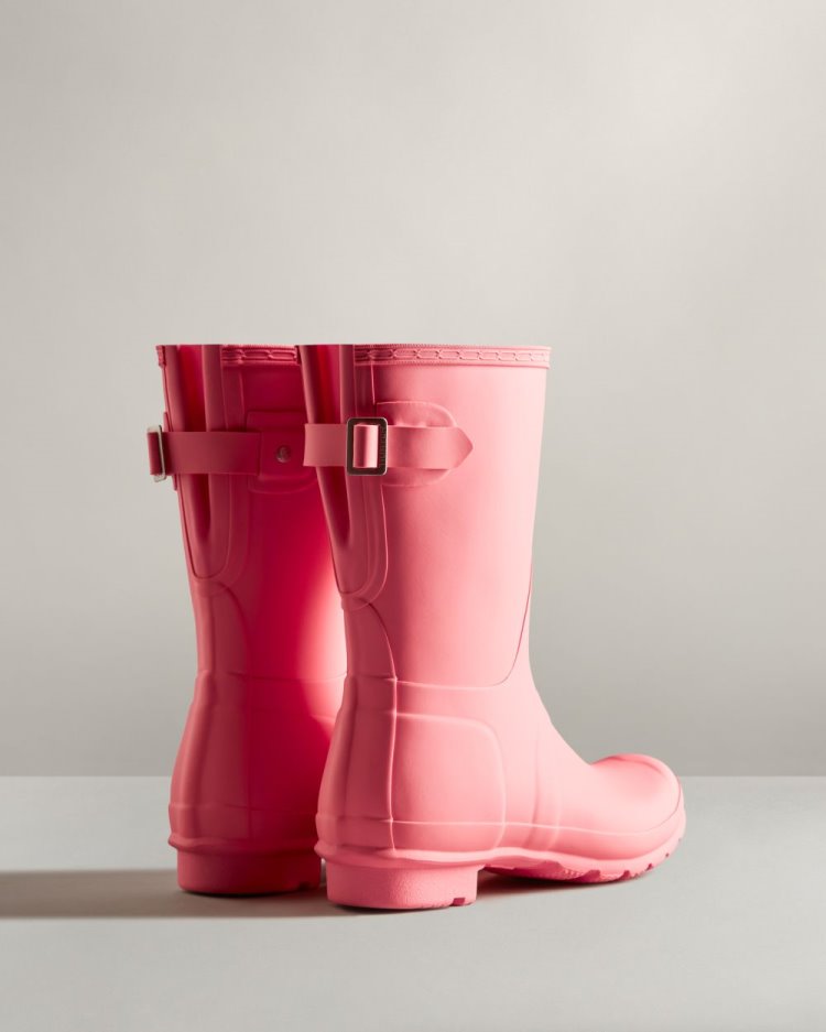 Botas De Lluvia Ajustables Hunter Short Back Adjustable Rain Mujer Rosas Uruguay | W6L-5199