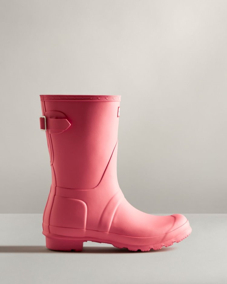 Botas De Lluvia Ajustables Hunter Short Back Adjustable Rain Mujer Rosas Uruguay | W6L-5199