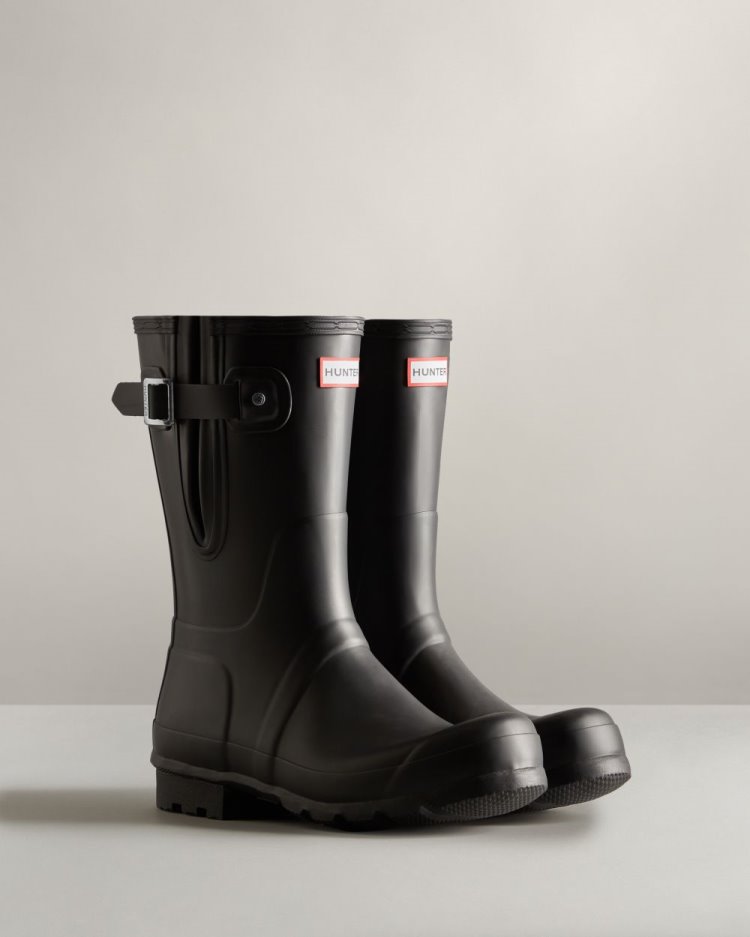 Botas De Lluvia Ajustables Hunter Short Side Adjustable Rain Hombre Negras Uruguay | H5G-4017