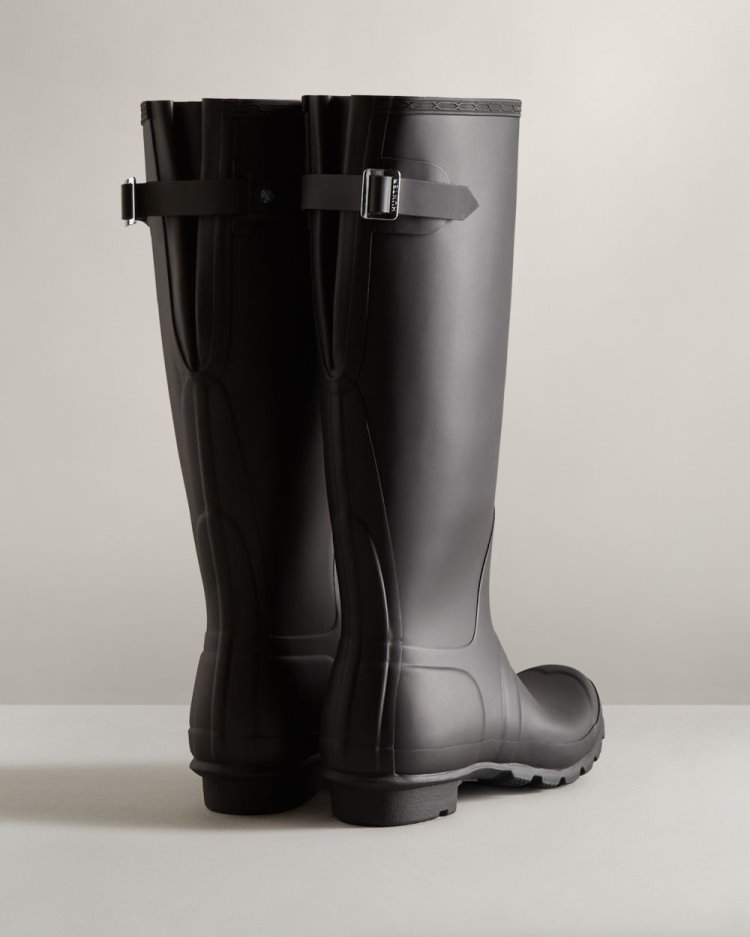 Botas De Lluvia Ajustables Hunter Tall Back Adjustable Rain Mujer Negras Uruguay | E8K-6955