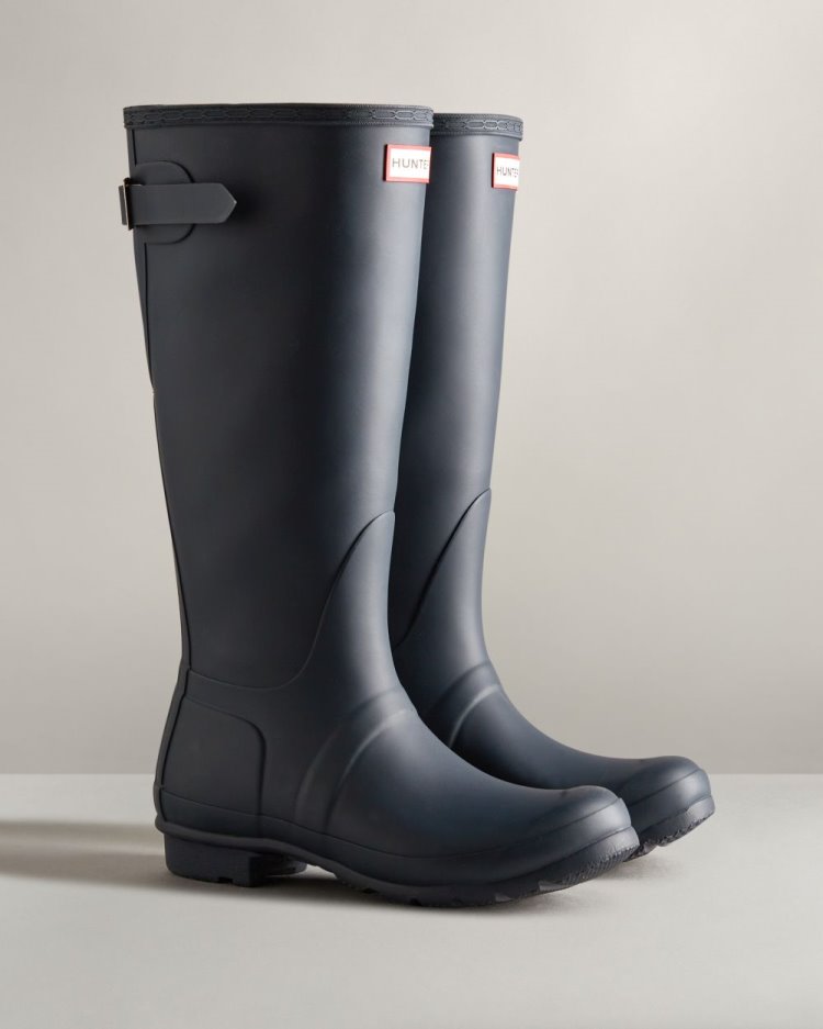 Botas De Lluvia Ajustables Hunter Tall Back Adjustable Rain Mujer Azul Marino Uruguay | C5R-7889