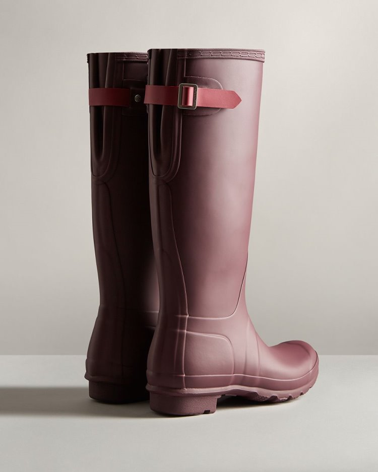 Botas De Lluvia Ajustables Hunter Tall Back Adjustable Rain Mujer Marrones Burdeos Uruguay | K6C-0603