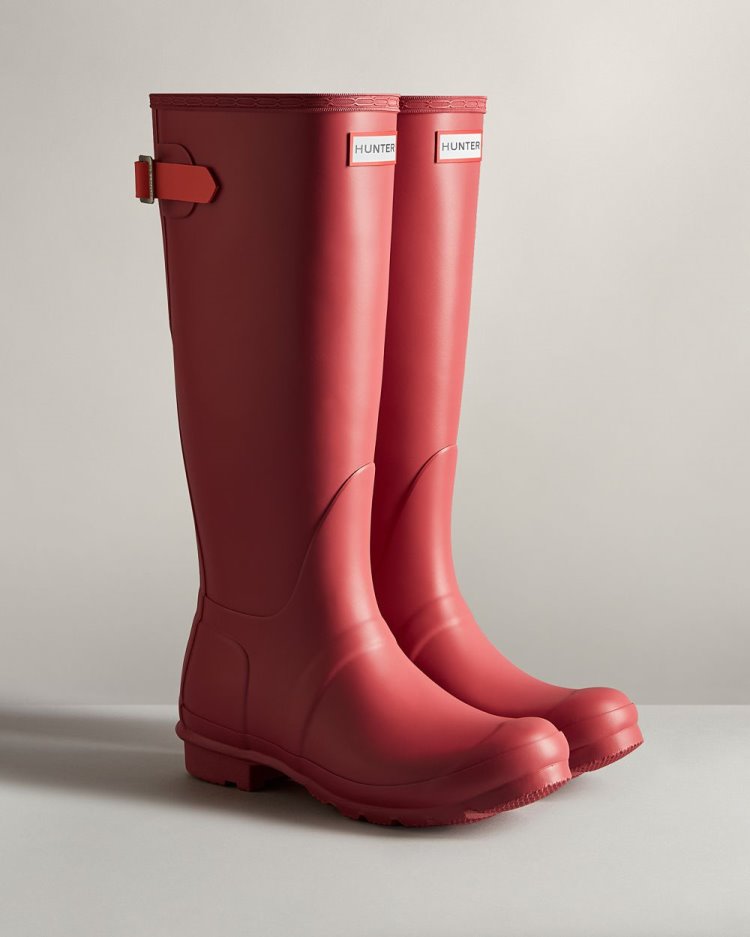 Botas De Lluvia Ajustables Hunter Tall Back Adjustable Rain Mujer Rosas Naranjas Uruguay | E0T-8994