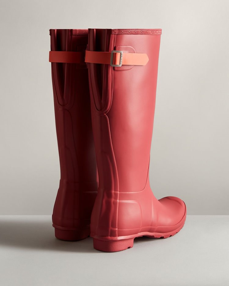 Botas De Lluvia Ajustables Hunter Tall Back Adjustable Rain Mujer Rosas Naranjas Uruguay | E0T-8994