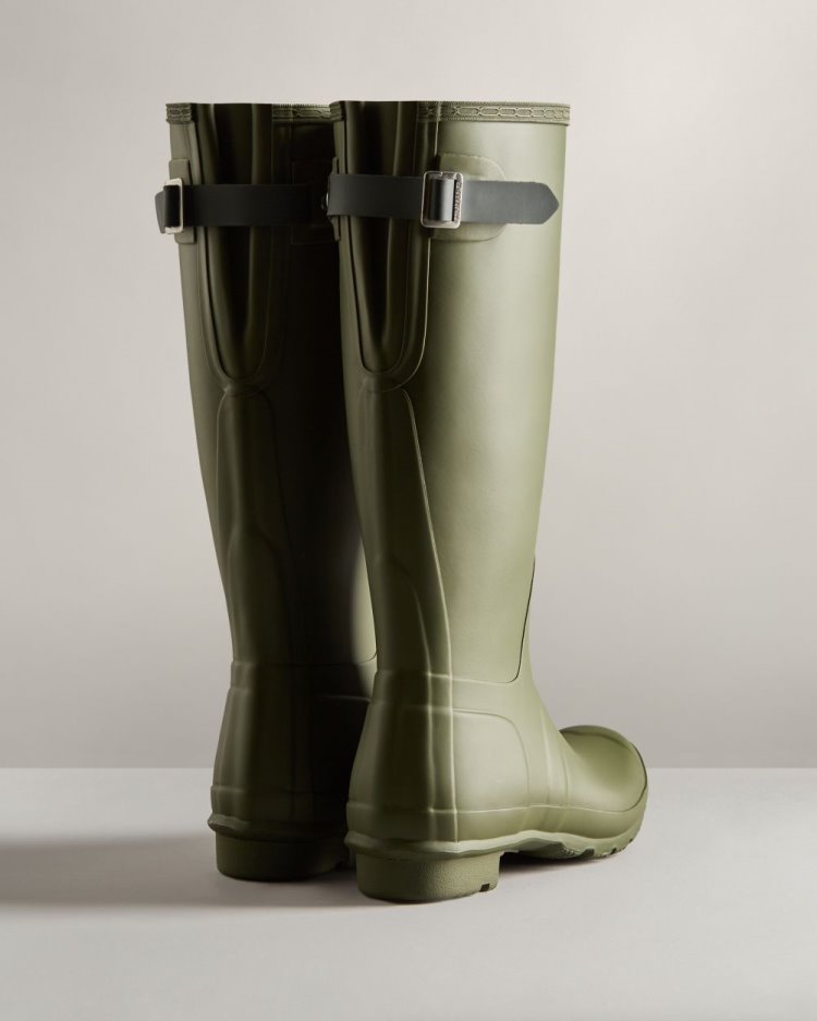 Botas De Lluvia Ajustables Hunter Tall Back Adjustable Rain Mujer Verde Oliva Verde Uruguay | X8J-5563