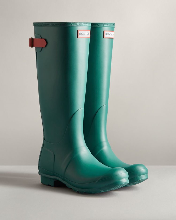 Botas De Lluvia Ajustables Hunter Tall Back Adjustable Rain Mujer Azules Rosas Uruguay | M9P-8414