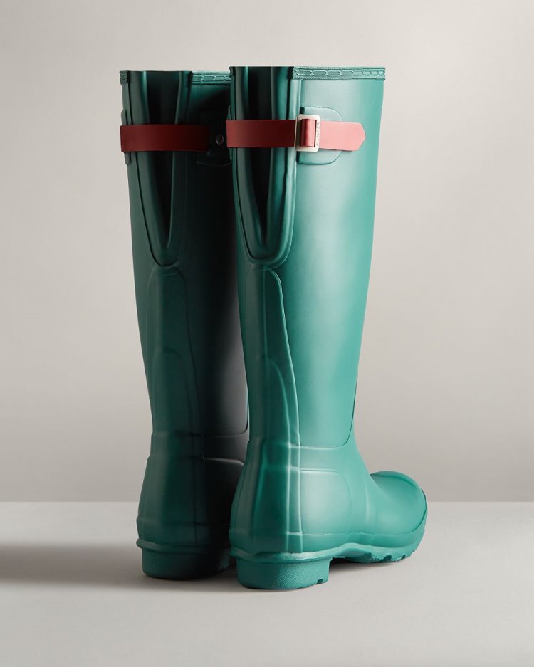 Botas De Lluvia Ajustables Hunter Tall Back Adjustable Rain Mujer Azules Rosas Uruguay | M9P-8414