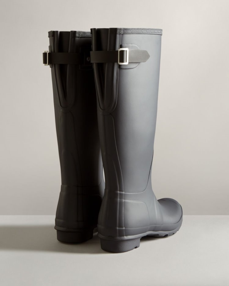 Botas De Lluvia Ajustables Hunter Tall Back Adjustable Two-Tone Rain Mujer Negras Negras Uruguay | C2C-6732