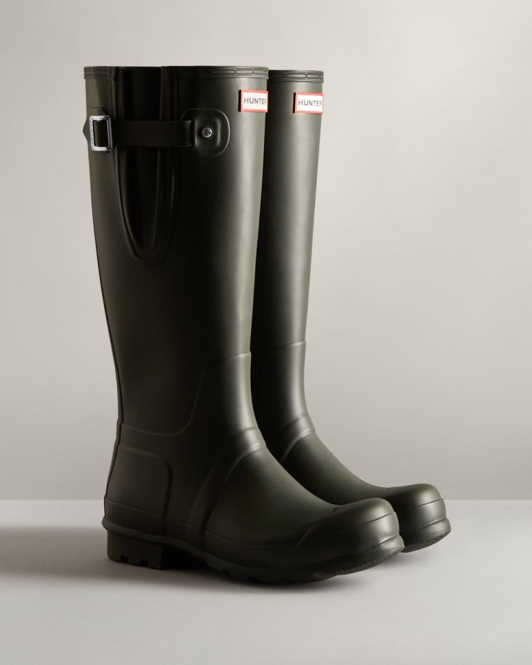 Botas De Lluvia Ajustables Hunter Tall Side Adjustable Rain Hombre Verde Oliva Oscuro Uruguay | A1U-8126