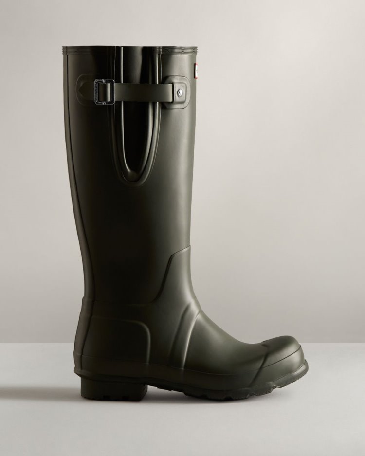 Botas De Lluvia Ajustables Hunter Tall Side Adjustable Rain Hombre Verde Oliva Oscuro Uruguay | A1U-8126