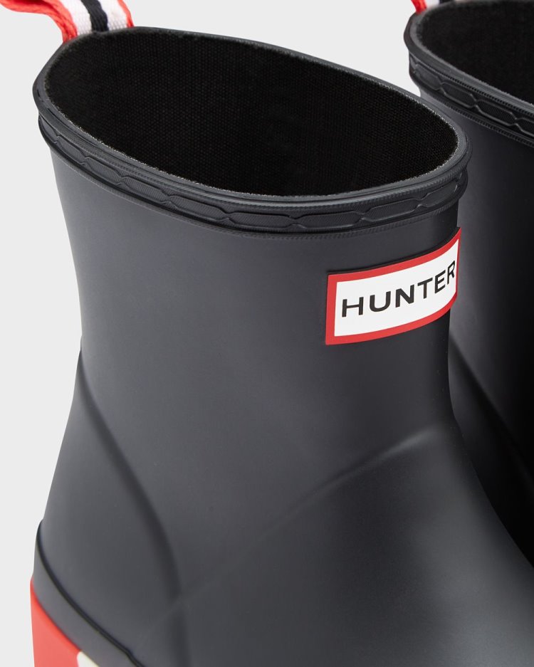 Botas Play Hunter Play Short Stripe Sole Rain Mujer Negras Uruguay | O1X-0486