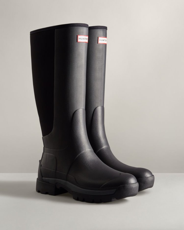 Botas de Agua Altas Hunter Balmoral Field Hybrid Tall Rain Hombre Negras Uruguay | W2Z-3420