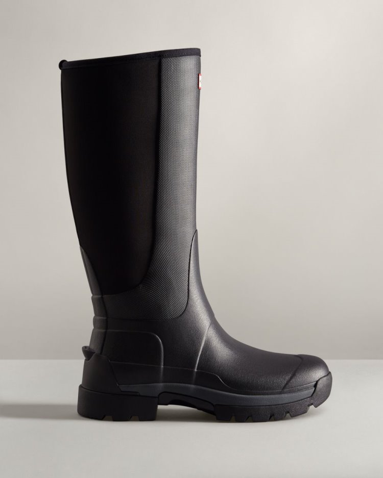 Botas de Agua Altas Hunter Balmoral Field Hybrid Tall Rain Hombre Negras Uruguay | W2Z-3420