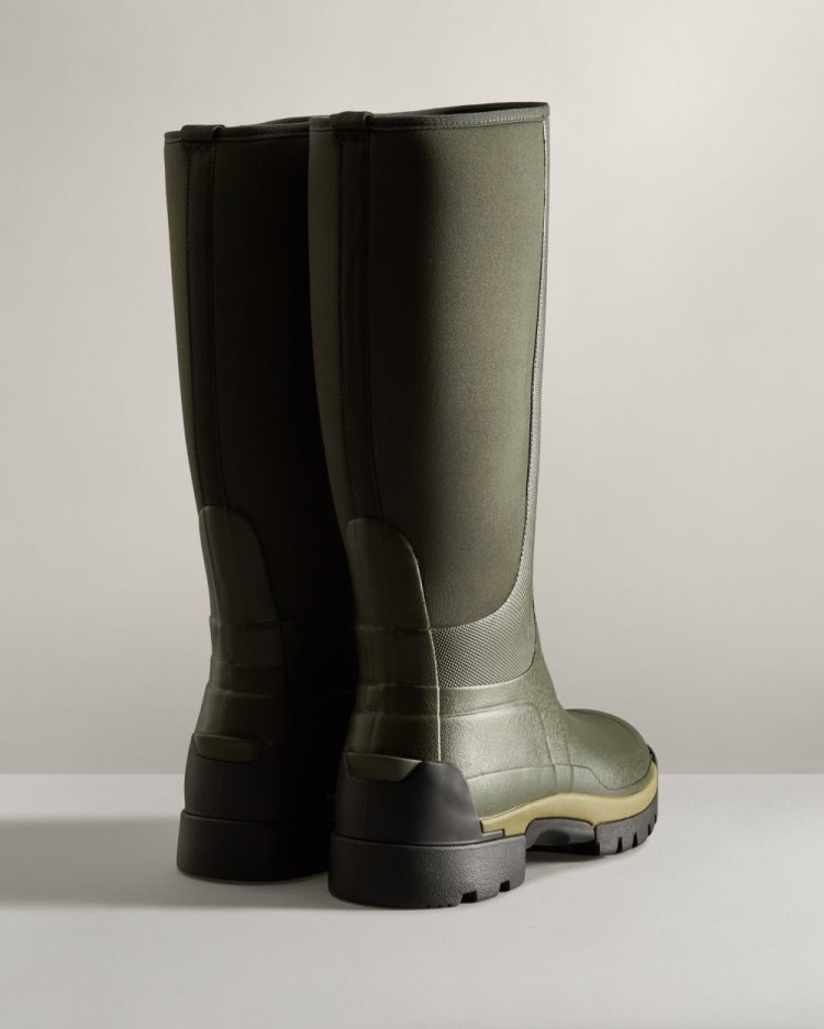 Botas de Agua Altas Hunter Balmoral Field Hybrid Tall Rain Hombre Verde Oliva Oscuro Uruguay | O1Z-6142