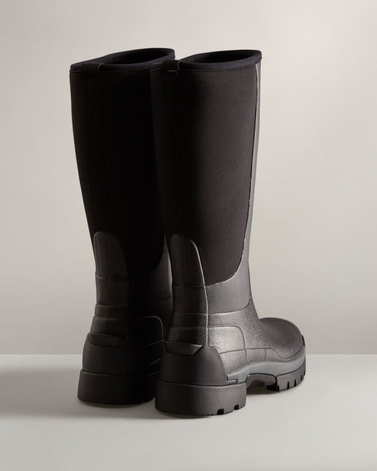 Botas de Agua Altas Hunter Balmoral Field Hybrid Tall Rain Mujer Negras Uruguay | C1K-1234