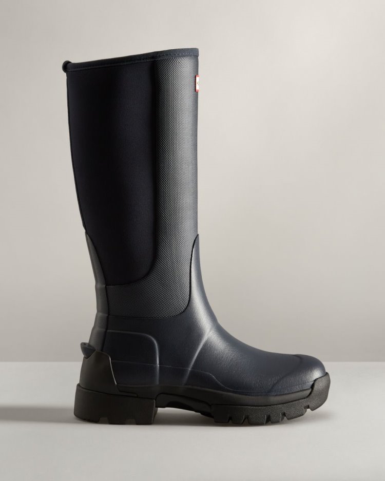 Botas de Agua Altas Hunter Balmoral Field Hybrid Tall Rain Mujer Azul Marino Uruguay | Z0Z-5594