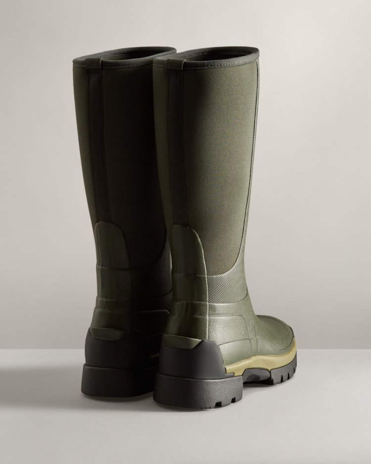 Botas de Agua Altas Hunter Balmoral Field Hybrid Tall Rain Mujer Verde Oliva Oscuro Uruguay | X0B-2803