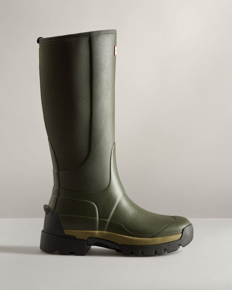 Botas de Agua Altas Hunter Balmoral Field Hybrid Tall Rain Mujer Verde Oliva Oscuro Uruguay | X0B-2803