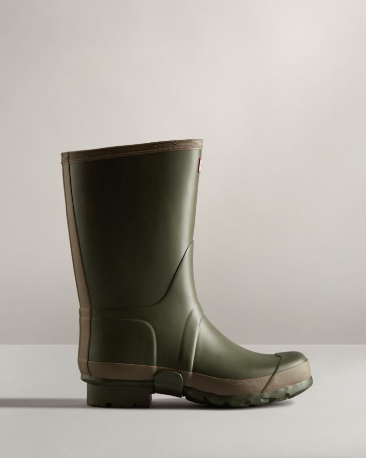 Botas de Agua Altas Hunter Gardener Rain Hombre Verde Oliva Oscuro Marrones Uruguay | G5M-3926