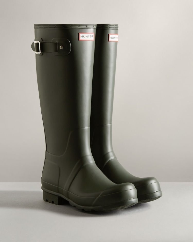 Botas de Agua Altas Hunter Original Tall Rain Hombre Verde Oliva Oscuro Uruguay | N3G-6079